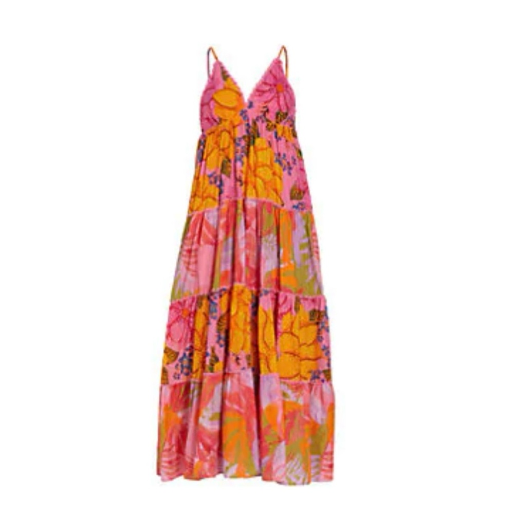 FARM Rio Pink & Orange Tropical Tiered Maxi Dress - Picture 4 of 12
